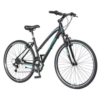 Dámsky crossový bicykel Visitor Terra 28" 6.0 - čierno-tyrkysová