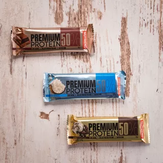 Proteínová tyčinka Nutrend Premium Protein 50% Bar 50g - cookies+cream