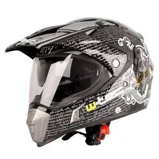 Motocross Helmet W-TEC NK-311 - Cube Black Orange - Duo Sport Black Grey