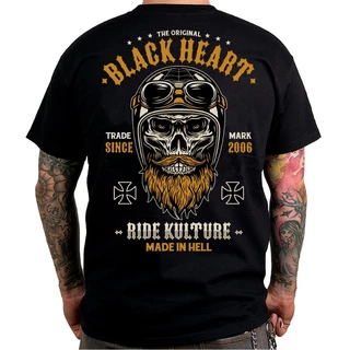 Koszulka na motor BLACK HEART Whiskery - Czarny