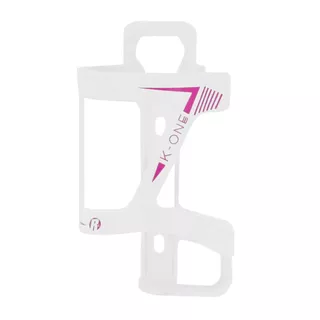 Side Water Bottle Cage ROTO Slide K-One Plastic - White/Black Logo - White/Purple Logo