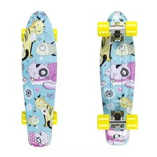 Penny Board Fish Print 22" - Silver-Yellow Cats