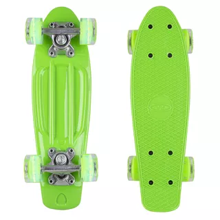 Mini Penny Board WORKER Pico 17" with Light Up Wheels - Yellow Board, Dark Blue Wheels - Green Board, Green Wheels