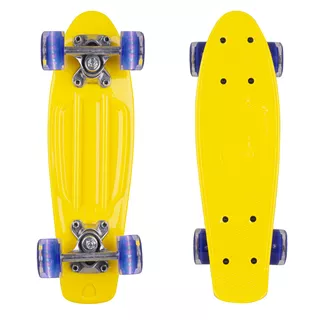 Mini Penny Board WORKER Pico 17" with Light Up Wheels - Yellow Board, Dark Blue Wheels