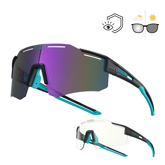 Športové slnečné okuliare Altalist Legacy 3 - biela s čiernymi sklami - tyrkysovo-čierna s fialovými sklami