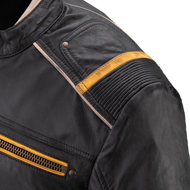 Men’s Leather Motorcycle Jacket W-TEC Traction - Black