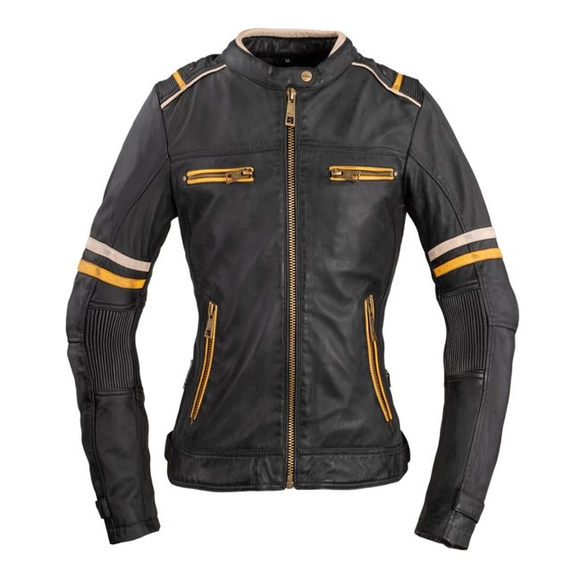 Damen Leder Motorradjacke W-TEC Traction Lady - schwarz