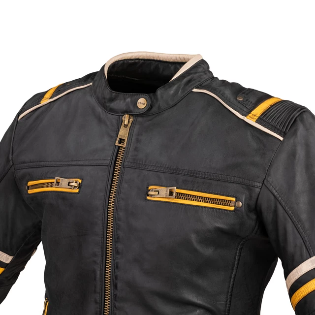 Damen Leder Motorradjacke W-TEC Traction Lady - schwarz