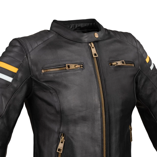 Damen Leder Motorradjacke W-TEC Stripe Lady