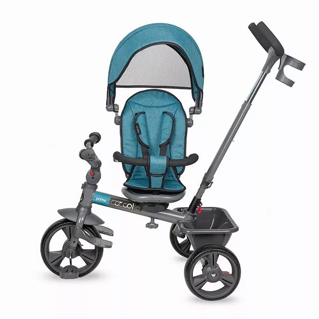 Dětská tříkolka s vodící tyčí Coccolle Primo - Turquoise Tide