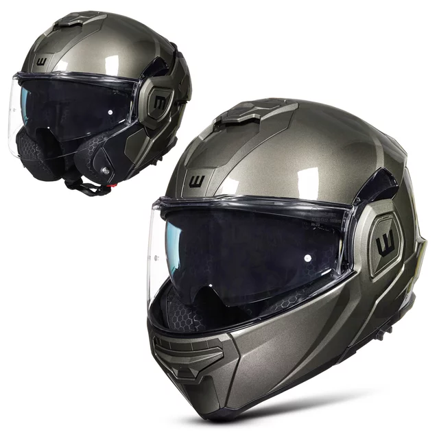 Překlopná moto přilba W-TEC Zoroz P/J - Glossy Tricolor - Metallic Grey