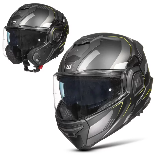 Překlopná moto přilba W-TEC Zoroz P/J - Glossy Tricolor - Matt Black-Fluo Yellow