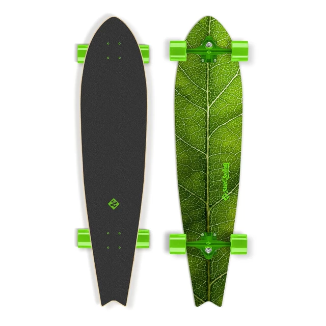 Deskorolka Longboard Street Surfing Fishtail - The Leaf 42" - Zielony truck - Zielony truck