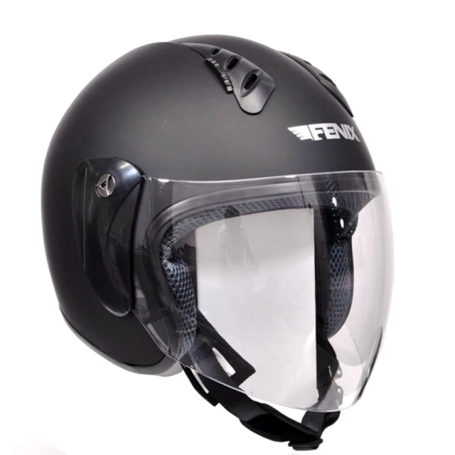 Open face helmet with plexiglass Fenix HY-818 - Matte Black - Matte Black
