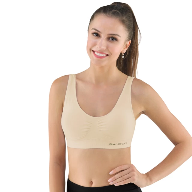 Padded Sports Bra EcoBamboo - Black - Beige