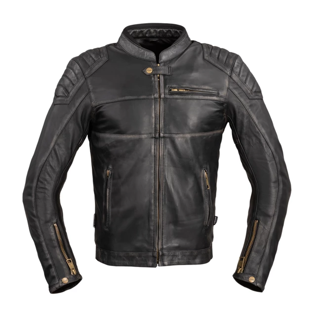 Herren Leder Motorradjacke W-TEC Suit - vintage schwarz - vintage schwarz
