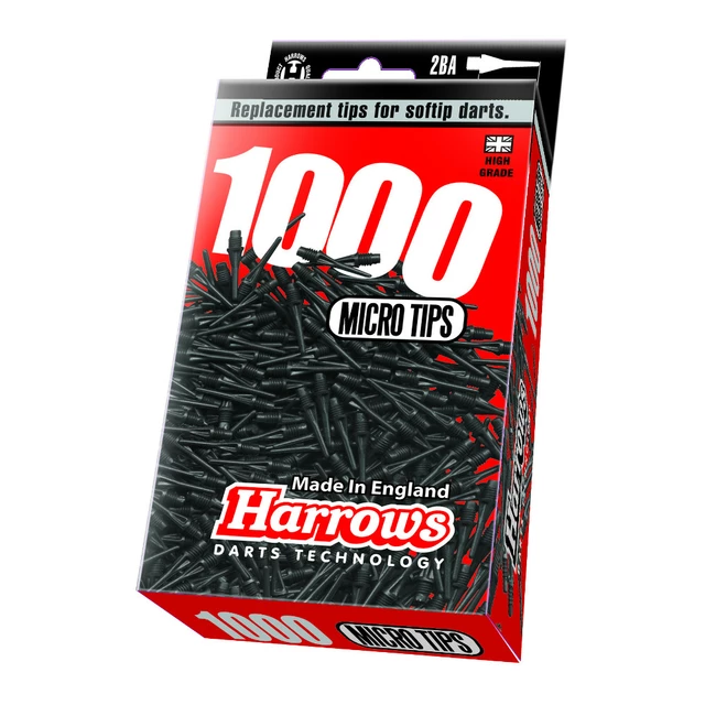 Dart Tips Harrows Star Soft 2BA – 1000-Pack - Black - Black