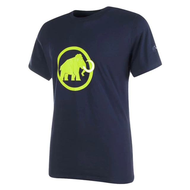 Men’s Sports T-Shirt MAMMUT Logo – Short Sleeve - Dark Blue with Green Logo