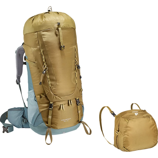 Expedíciós hátizsák Deuter Aircontact 55 + 10 - agyag-kékeszöld