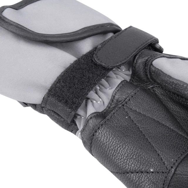 Winter Leather/Textile Moto Gloves W-TEC NF-4004 - Grey-Black