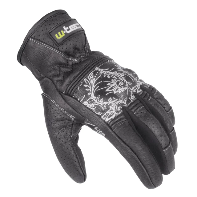 Women’s Leather Moto Gloves W-TEC Polcique - Black-White - Black-White
