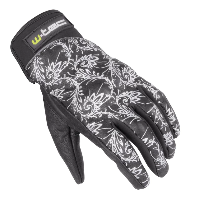 Women’s Leather Moto Gloves W-TEC Malvenda - XL - Black-White