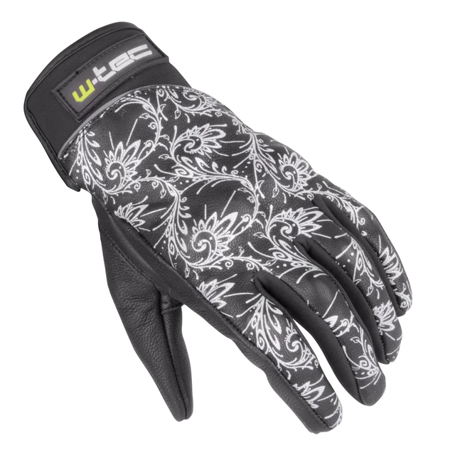 Women’s Leather Moto Gloves W-TEC Malvenda - Black-White