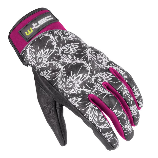 Women’s Leather Moto Gloves W-TEC Malvenda - S - Black-Pink