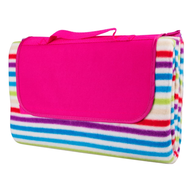 Picnic Blanket inSPORTline 130 x 180cm - Chequered Blue - Pink With Stripe