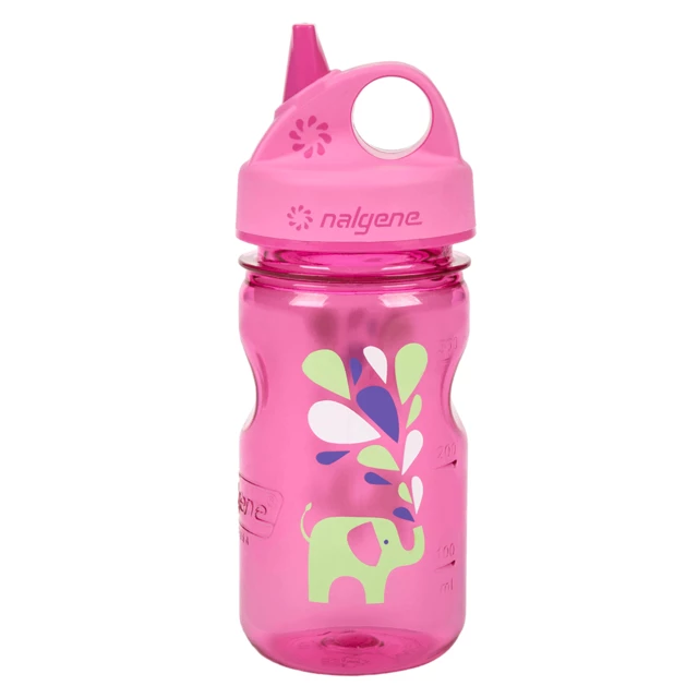 Children’s Water Bottle NALGENE Grip ‘n Gulp 350ml - Green Trail - Pink Elephant