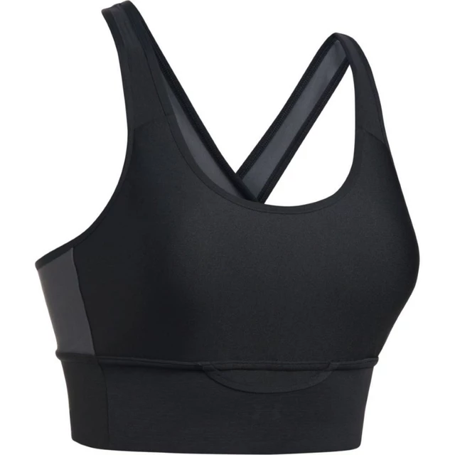 Dámska kompresná podprsenka Under Armour Crossback Pocket Bra - XS - BLACK / RHINO GRAY / REFLECTIVE