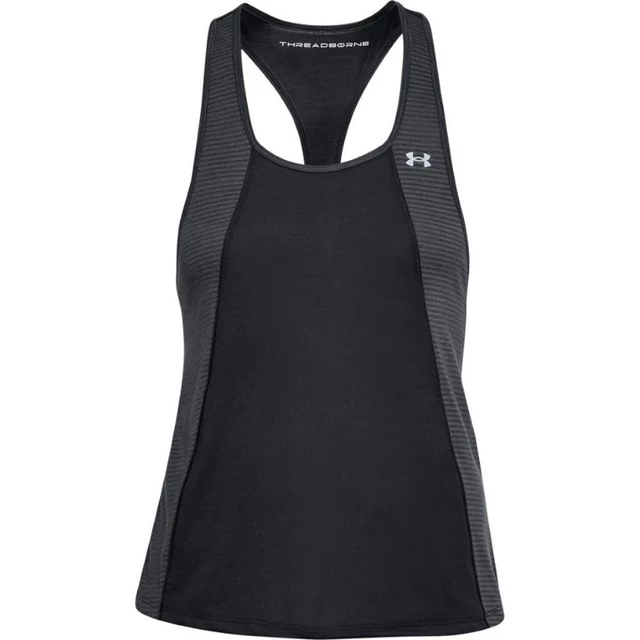 Dámske tielko Under Armour Threadborne Fashion Tank - M - BLACK / BLACK / METALLIC SILVER