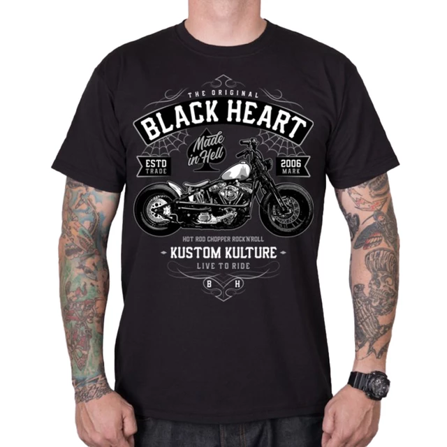 Tričko BLACK HEART Moto Kult - čierna - čierna