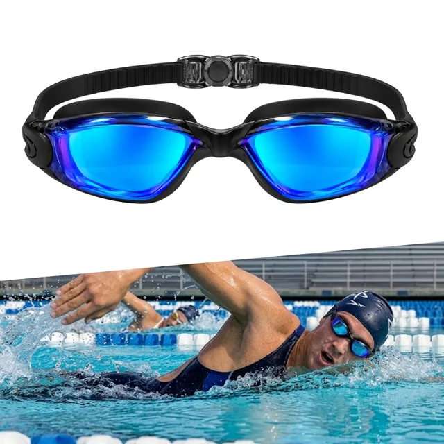 Plavecké brýle inSPORTline Clariflow Mirror - černá s modrými zrcadlovými skly