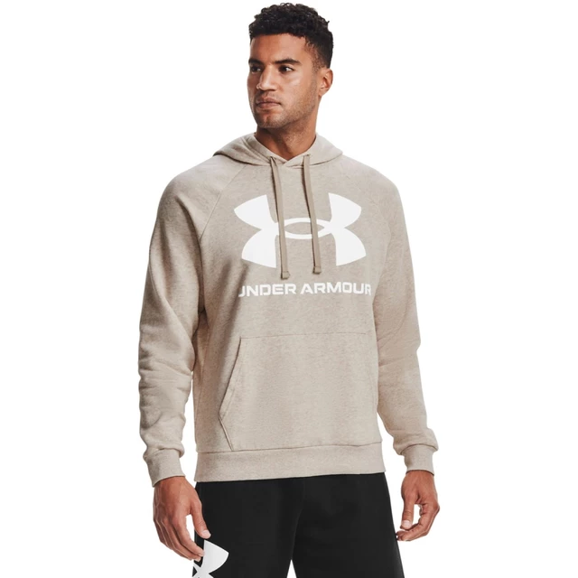 Men’s Hoodie Under Armour Rival Fleece Big Logo HD - Graphite Blue - Highland Buff Light Heather