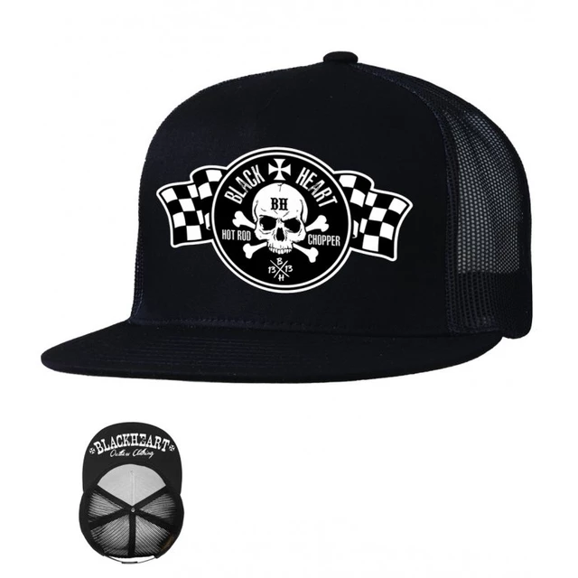 Snapback Hat BLACK HEART Flag Trucker - Black - Black