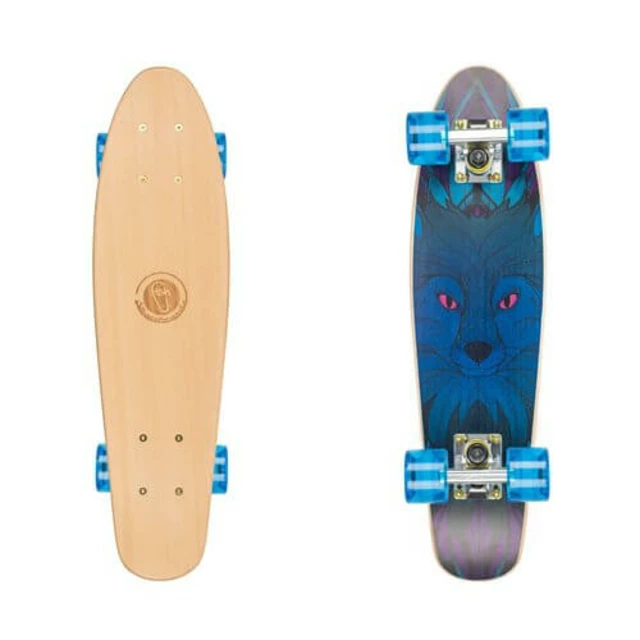 Penny Board Fish Classic Wood - Flowers-Silver-Transparent Blue - Blue Fox