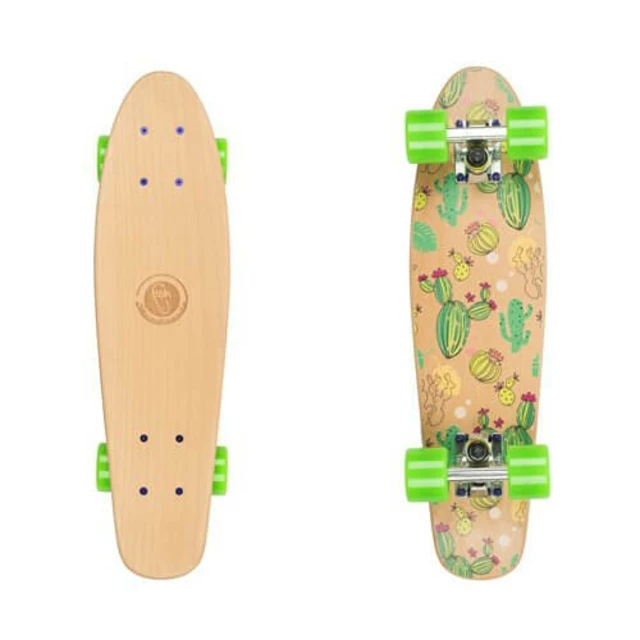 Penny Board Fish Classic Wood - Flowers-Silver-Transparent Blue - Cactus