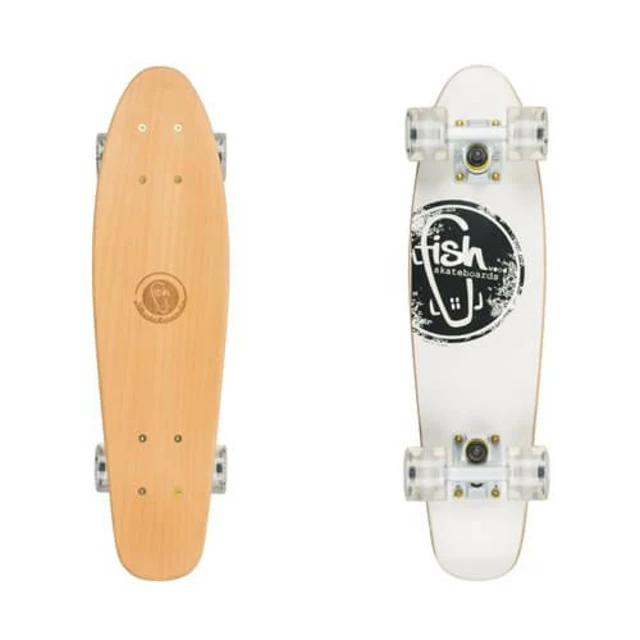 Penny Board Fish Classic Wood - Logo Black - Logo White