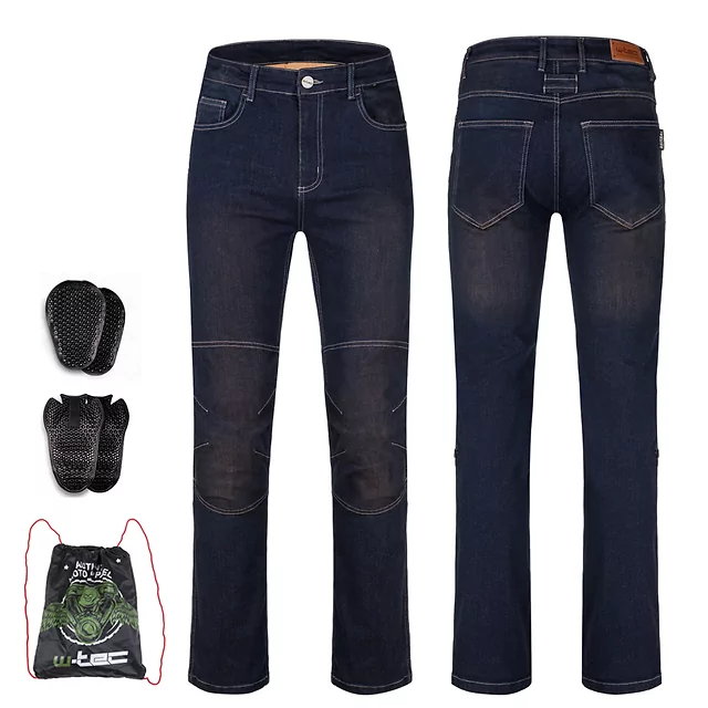 Moto jeansy W-TEC Pawted s nepromokavou membránou - tmavě modrá
