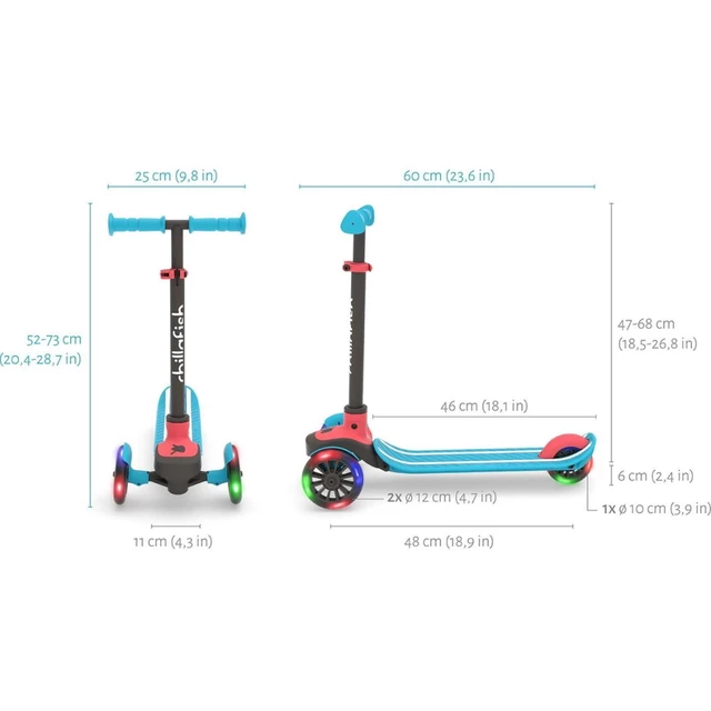 Children’s Three-Wheel Scooter Chillafish Scotti Glow - Blue