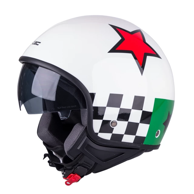 Kask motocyklowy otwarty na skuter W-TEC FS-710G Sixty White - Biały z grafiką