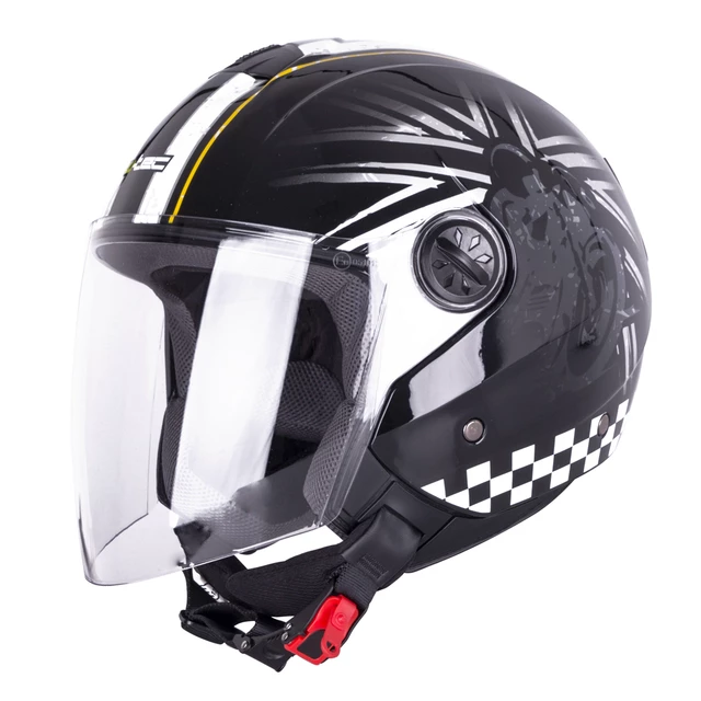 Otvorená prilba W-TEC FS-715B Union Black - 2.akosť - čierna s grafikou