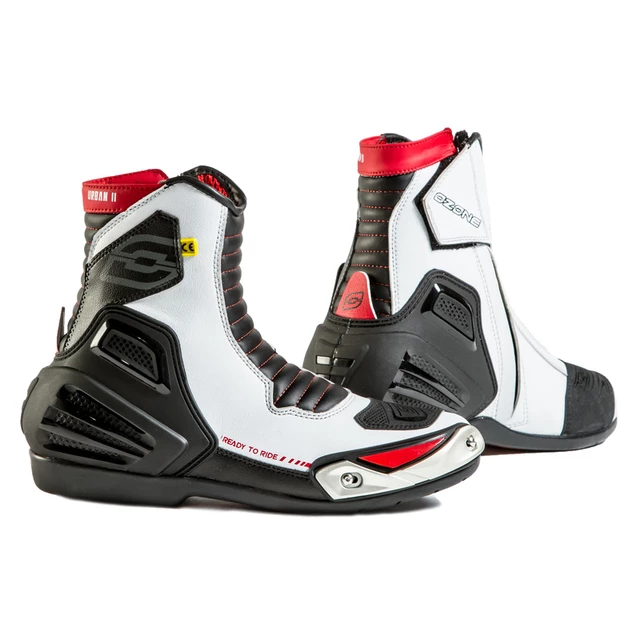 Motorcycle Shoes Ozone Urban II CE - White-Black-Red