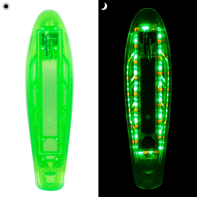 Light-Up Penny Board Deck WORKER Mirrama LED 22.5*6” - Green - Green