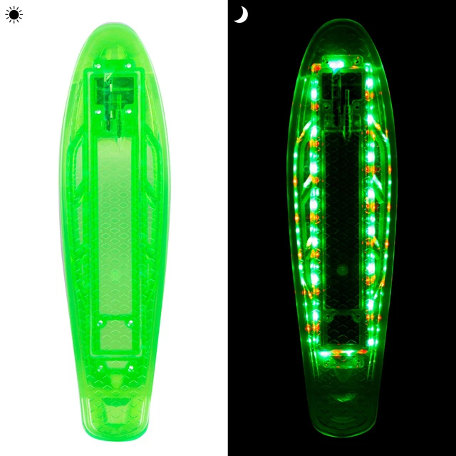 Svítící deska pro penny board WORKER Mirrama LED 22.5*6" - fialová - zelená