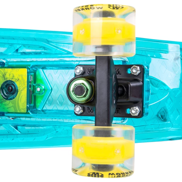 Light-Up Penny Board WORKER Ravery 22" with Bluetooth Speaker - Transparent Blue/Green