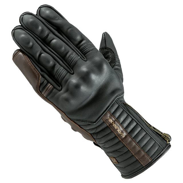 Leather Motorcycle Gloves Rebelhorn Opium II Retro CE - Black