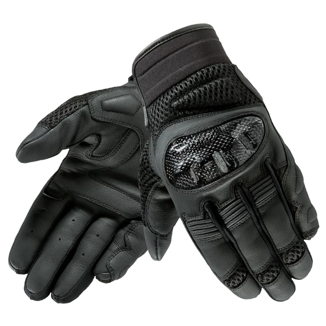 Leather Motorcycle Gloves Rebelhorn Gap II CE - Black - Black