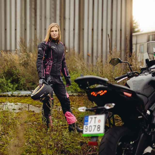 Women’s Moto Jacket W-TEC Calvaria NF-2406 - Black-Pink with Graphics